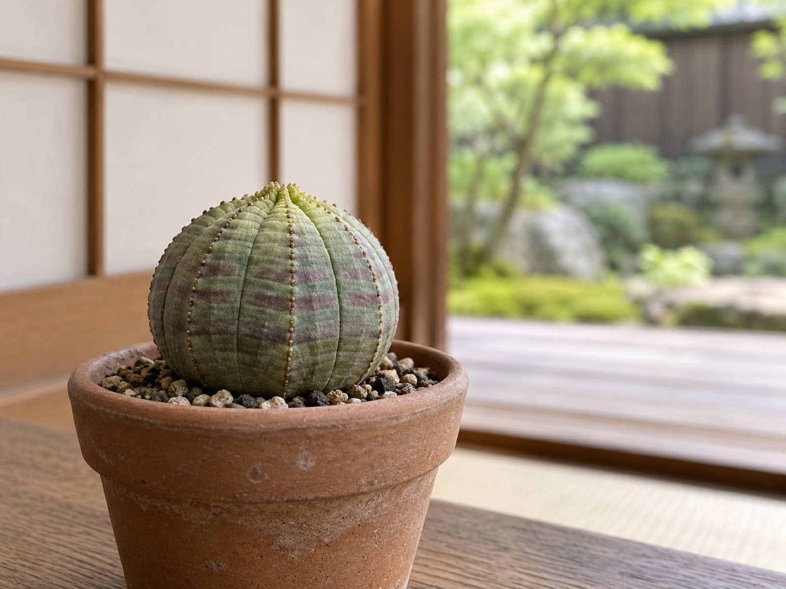頂部だけがわずかに尖り、下の肌より淡い色になり始めたオベサを真横から見た様子